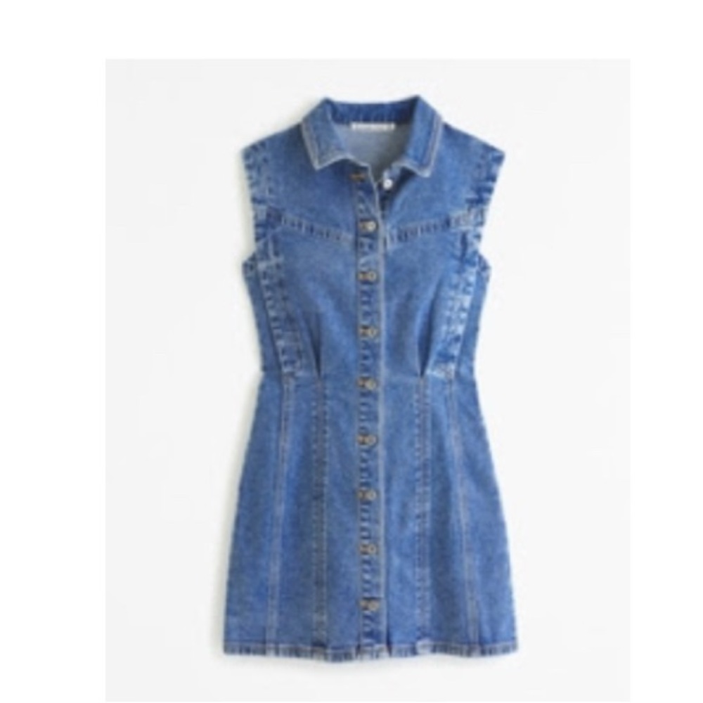 Sleeveless Denim Button-Up Dress